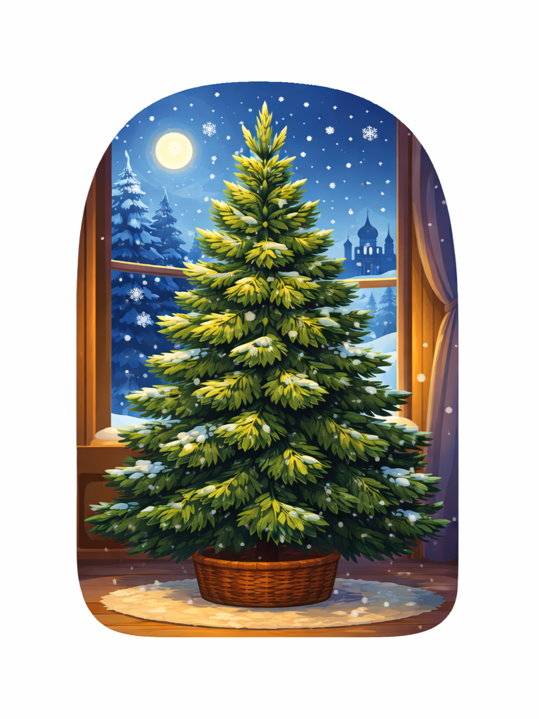Decorated holiday tree illustration