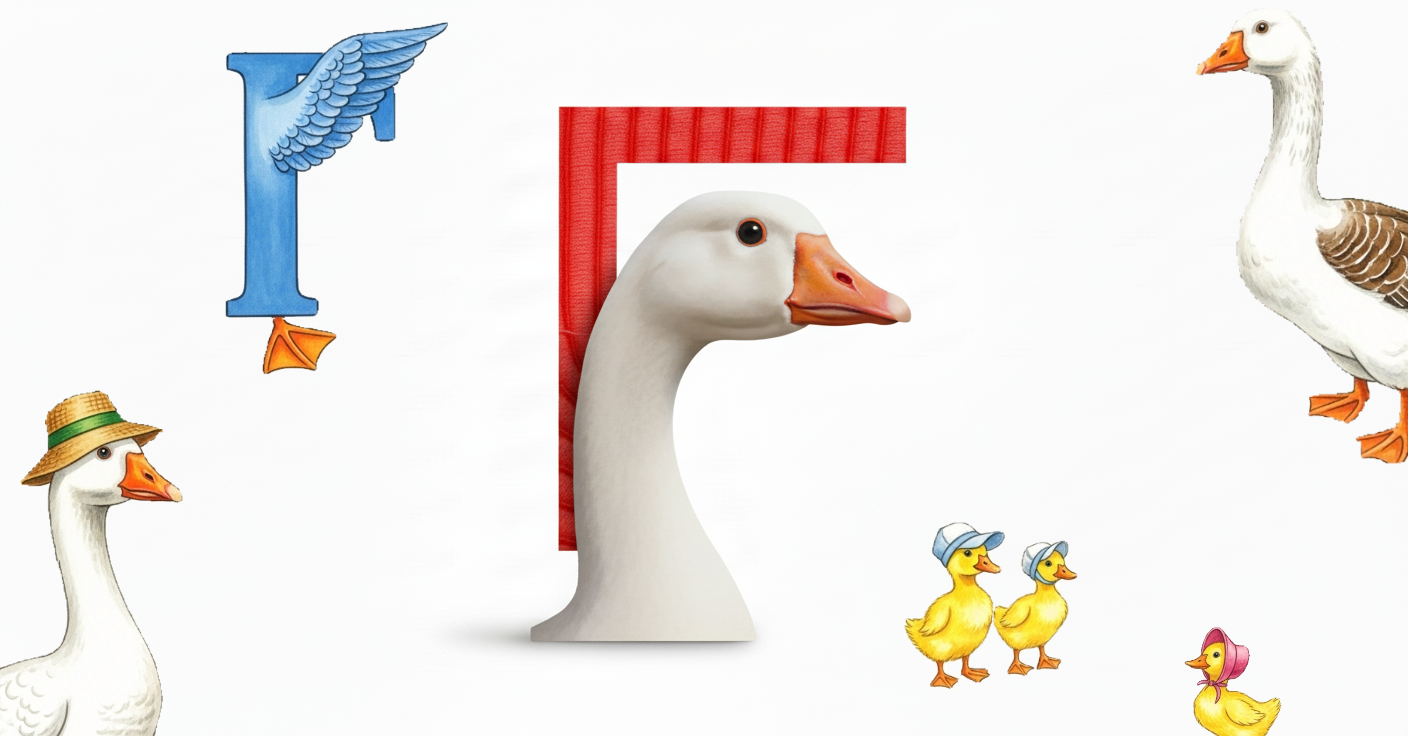  Illustration: Mnemonic of goose for  letter Г. 