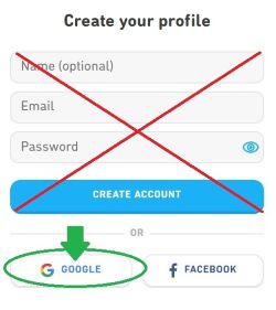 Screenshot : Duolingo login screen showing Continue with Google button